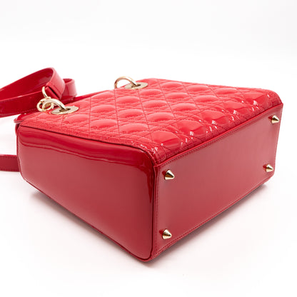 Lady Dior Medium Red Patent Leather