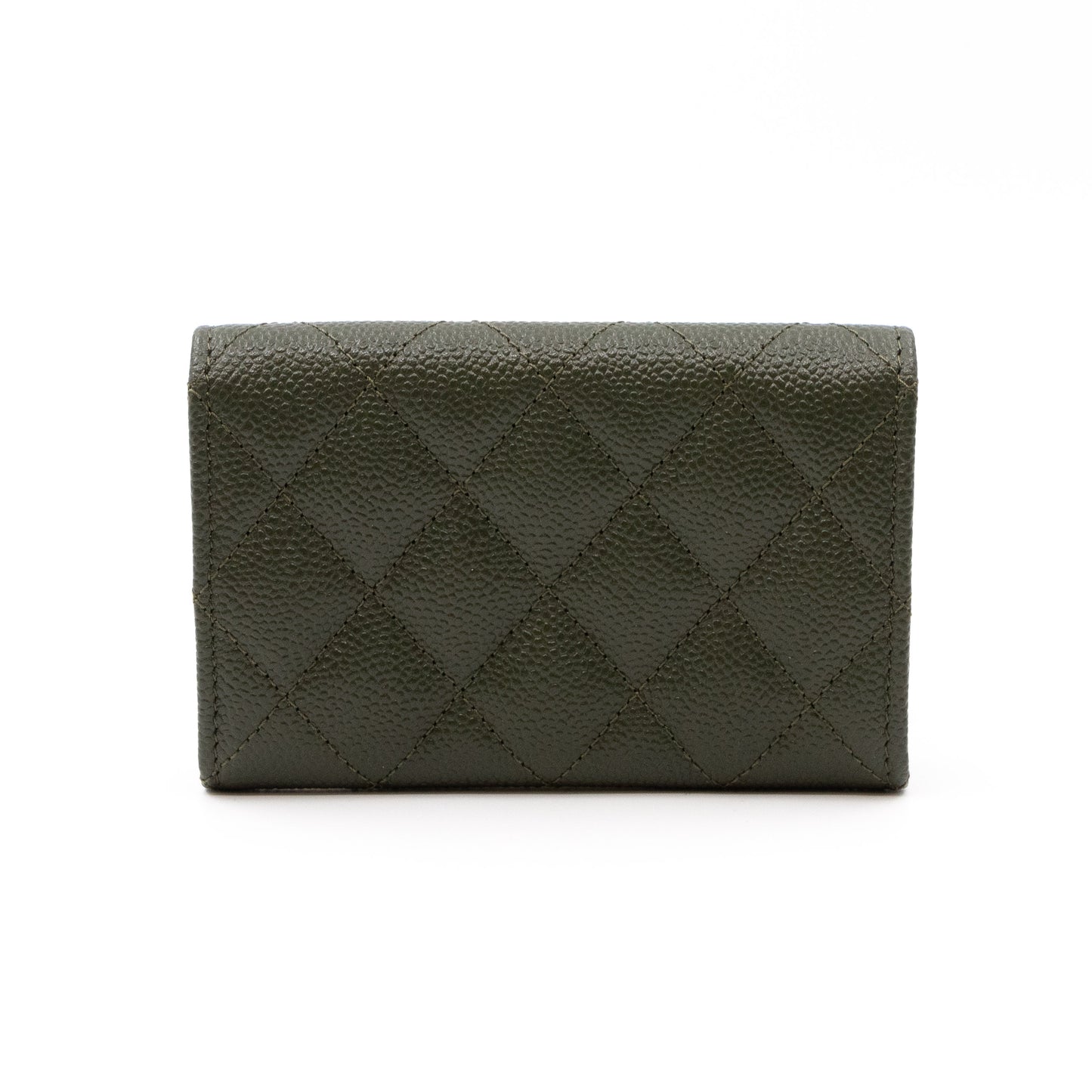 CC Engraved Flap Card Case Green Caviar