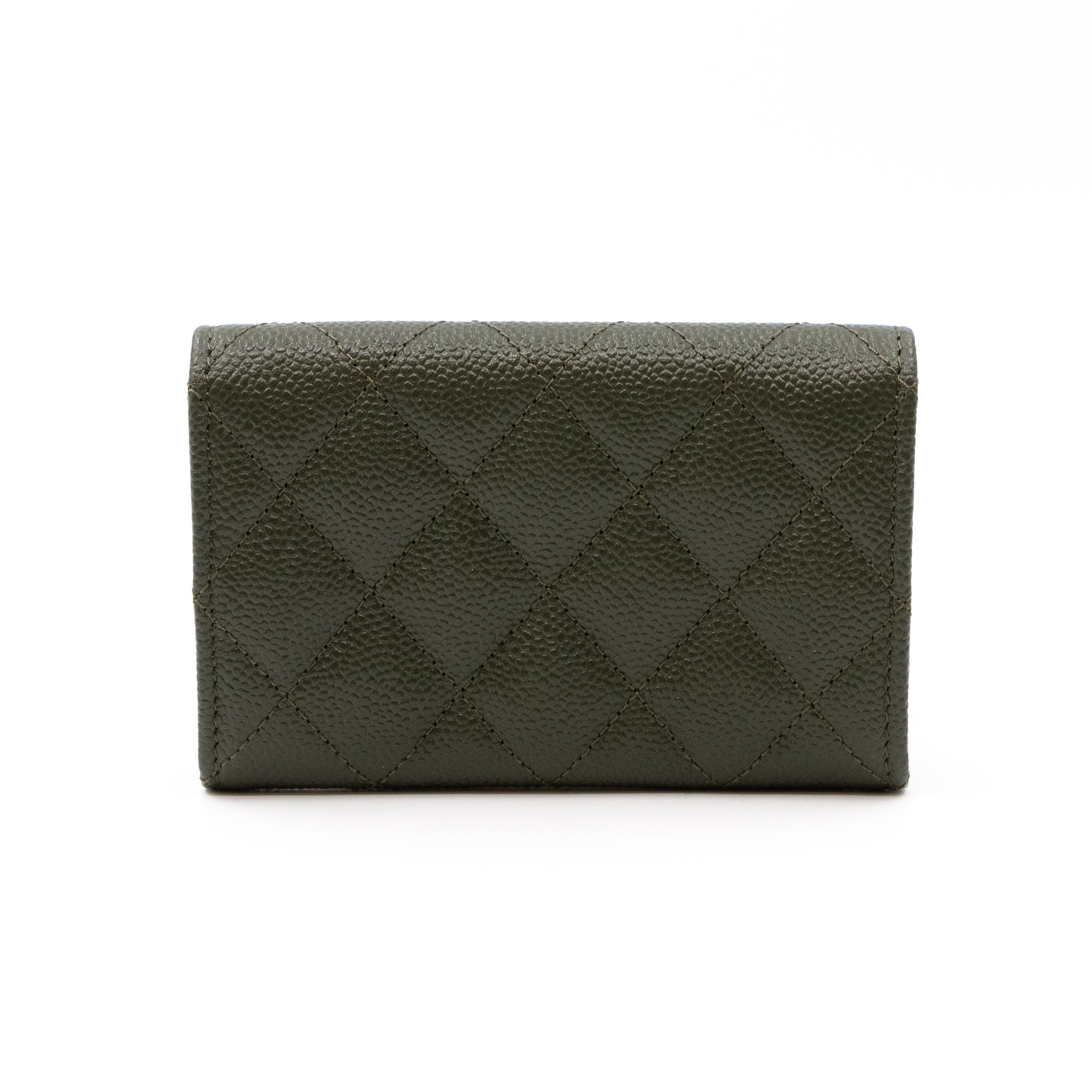 CC Engraved Flap Card Case Green Caviar