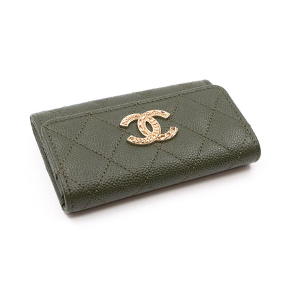 CC Engraved Flap Card Case Green Caviar