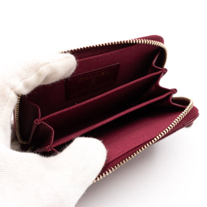 Zipped Coin Purse Burgundy Caviar Gold