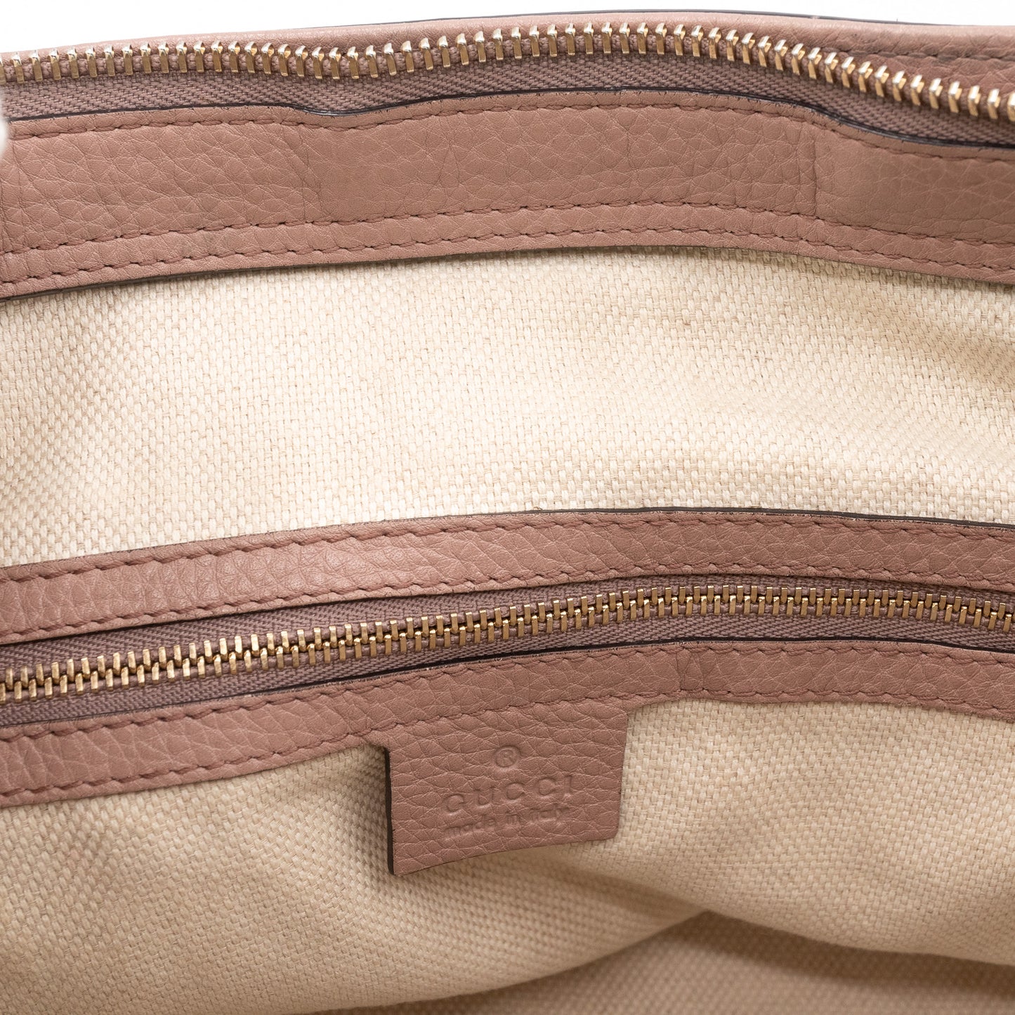 Soho Two Way Shoulder Bag Rose Beige Leather