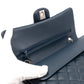 Classic Double Flap Bag Medium Navy Blue Leather Silver
