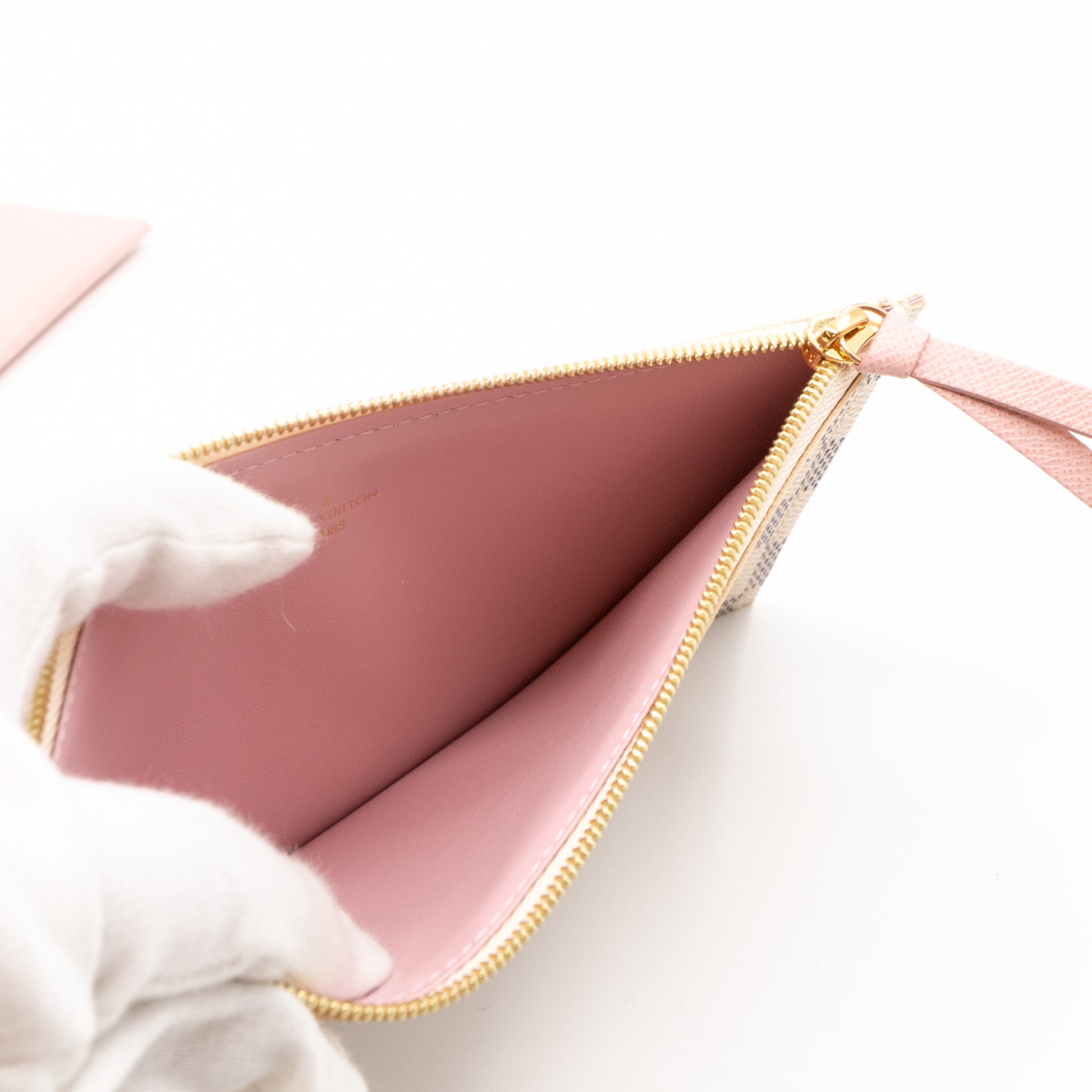 ❤️NEW LOUIS VUITTON Felicie Zip Coin Wallet Pouch Damier Azur Pink HOT  GIFT!
