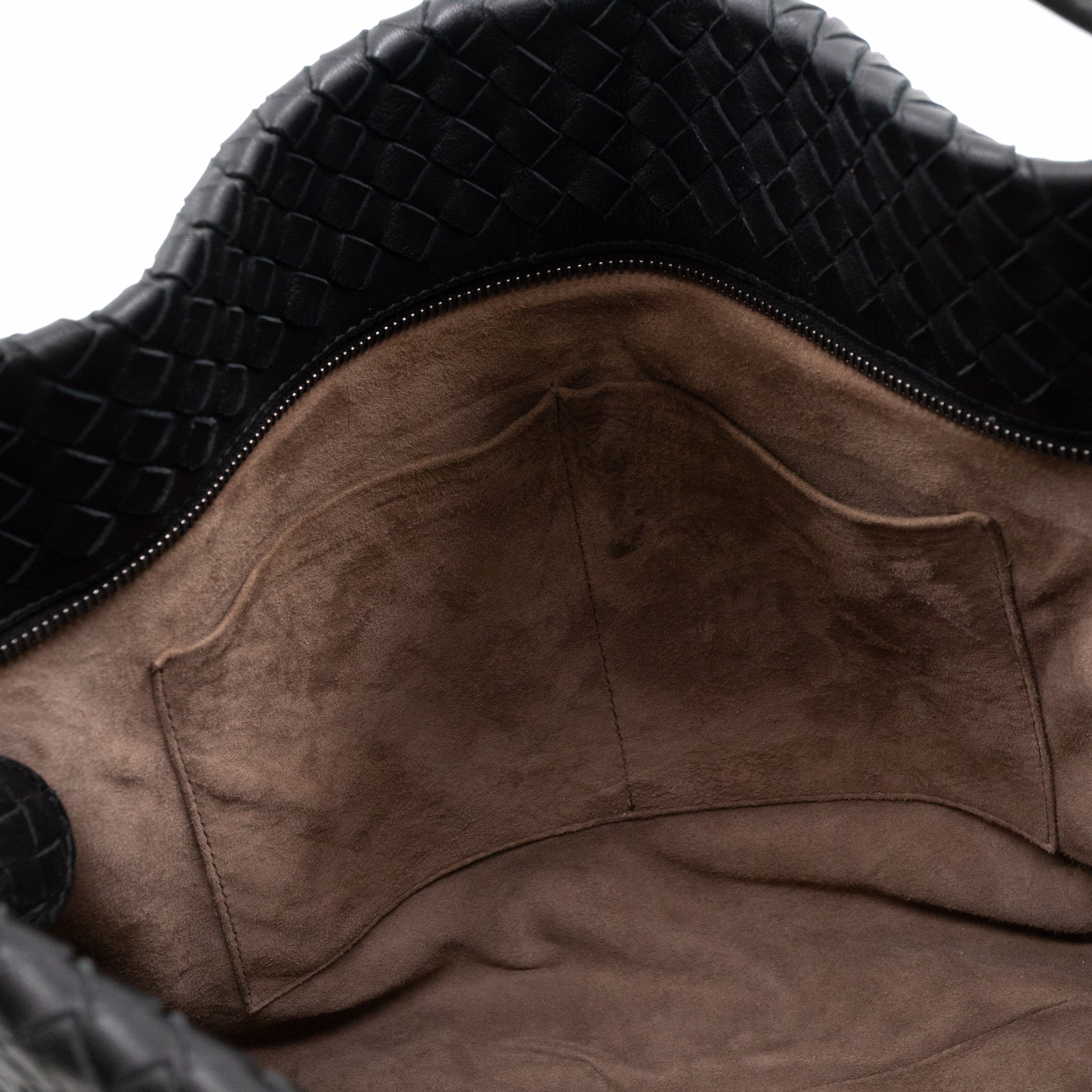 Large City Messenger Intrecciato Black Leather