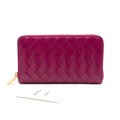 Zip Around Wallet Intrecciato Fuchsia