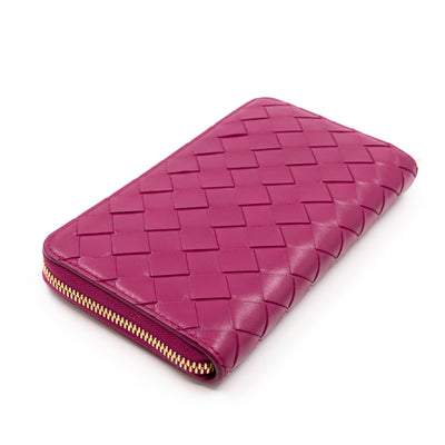 Zip Around Wallet Intrecciato Fuchsia