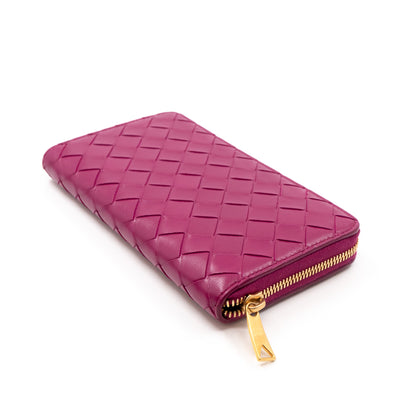Zip Around Wallet Intrecciato Fuchsia