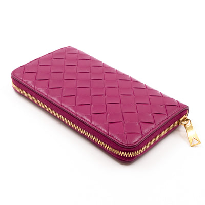 Zip Around Wallet Intrecciato Fuchsia