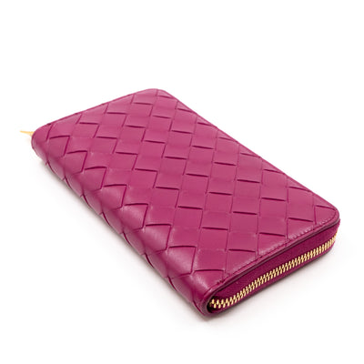 Zip Around Wallet Intrecciato Fuchsia