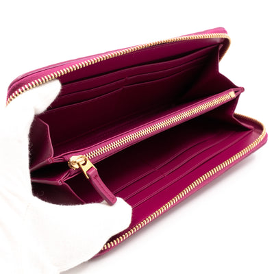 Zip Around Wallet Intrecciato Fuchsia
