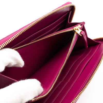 Zip Around Wallet Intrecciato Fuchsia