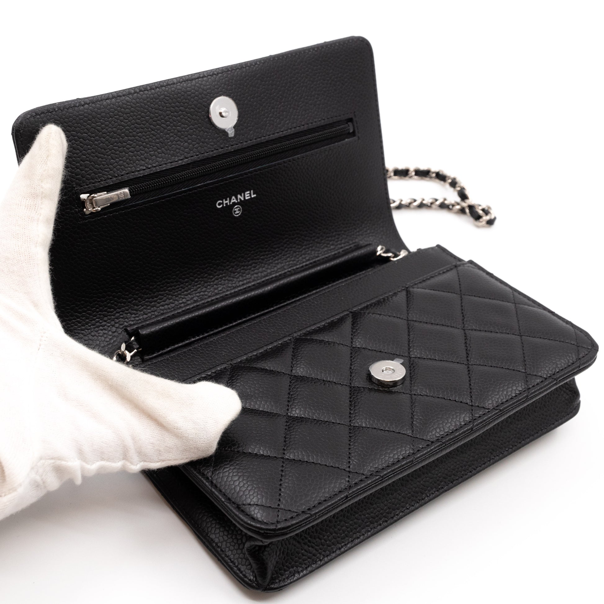 19 LNIB Chanel Classic Long Wallet Black Caviar SHW