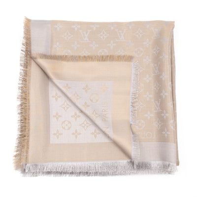 Monogram Shine Shawl Greige Gold
