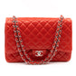 Classic Double Flap Maxi Red Lambskin Silver