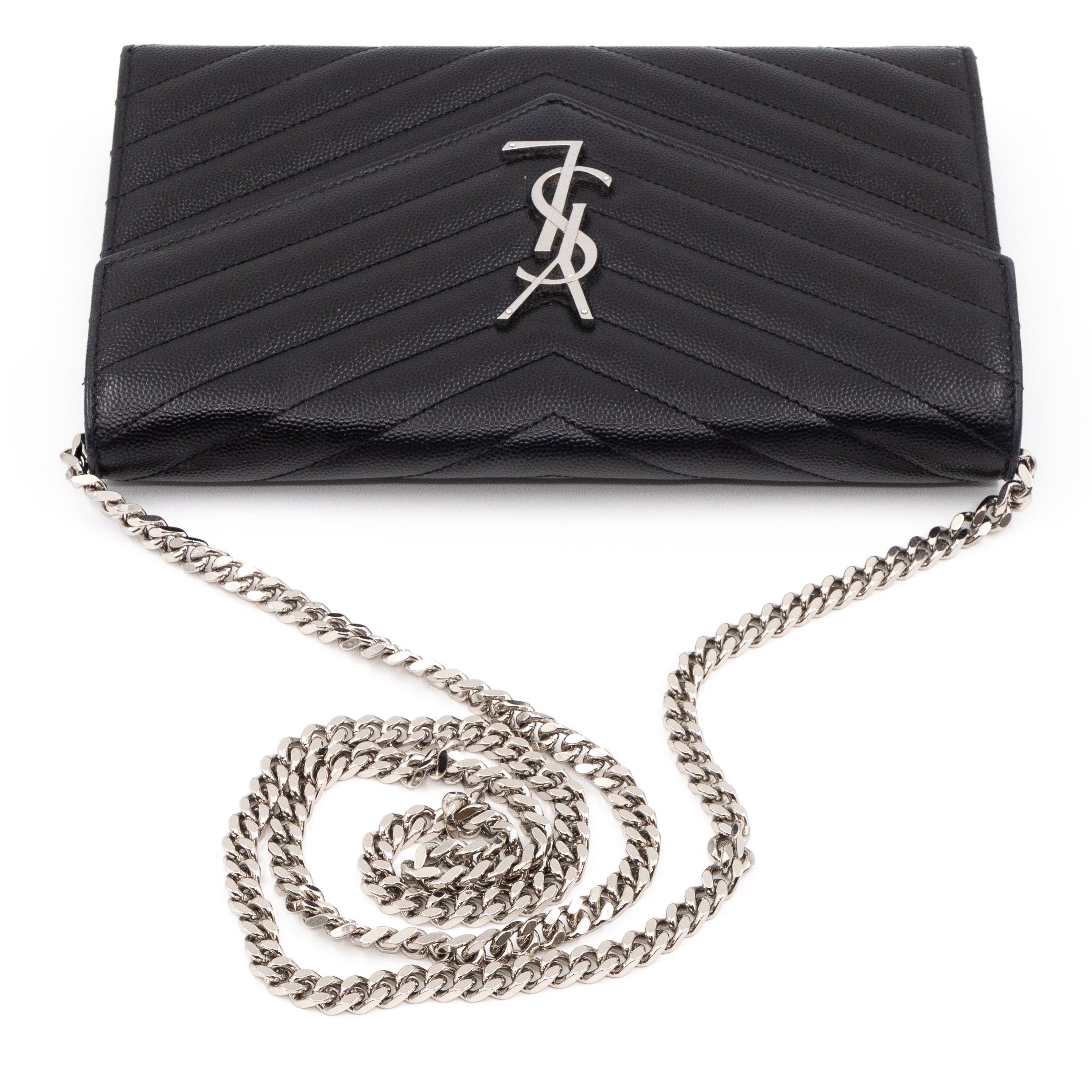 Saint laurent black monogramme hot sale envelope chain wallet bag