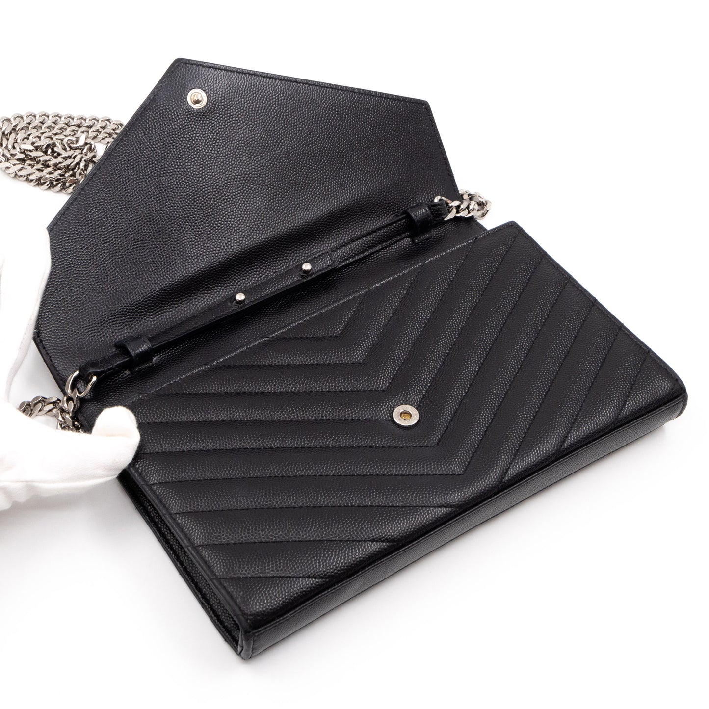 Cassandre Matelasse Chain Wallet Black Leather