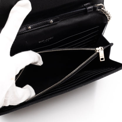 Cassandre Matelasse Chain Wallet Black Leather