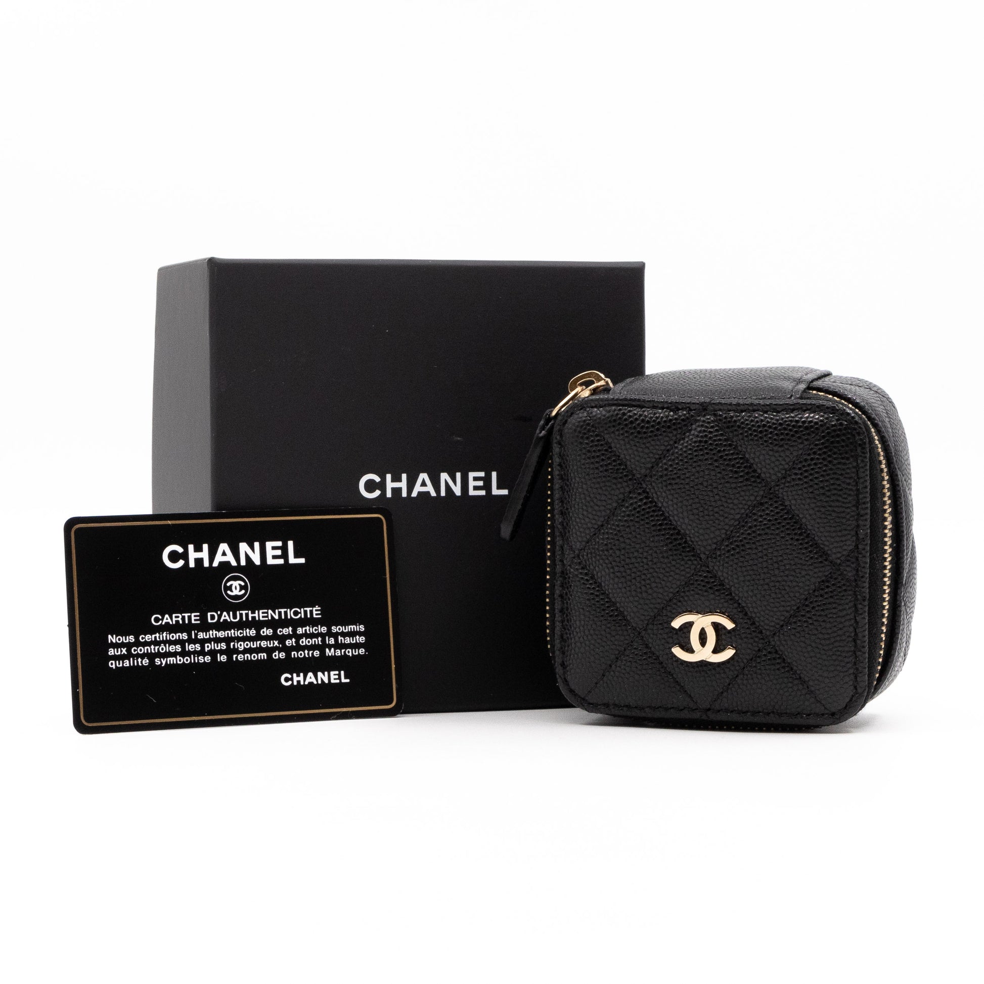 CHANEL New travel line Pouch Jewelry case accessory case Canvas Black