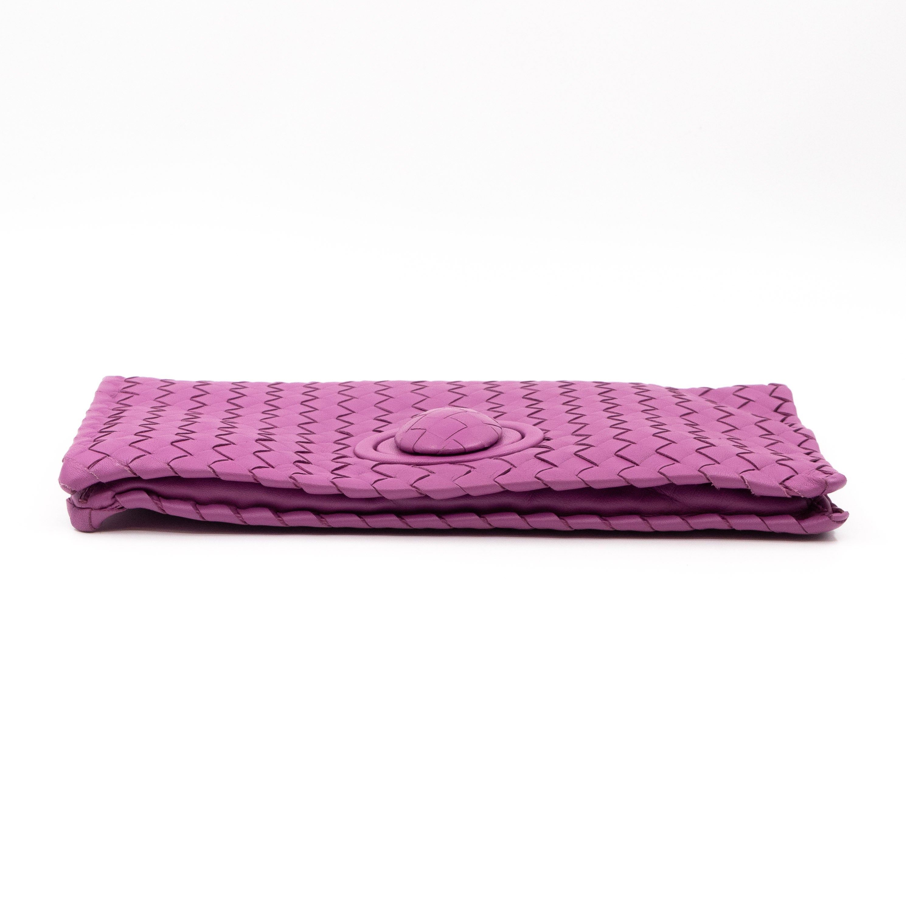 Twist Lock Clutch Intrecciato Purple Leather