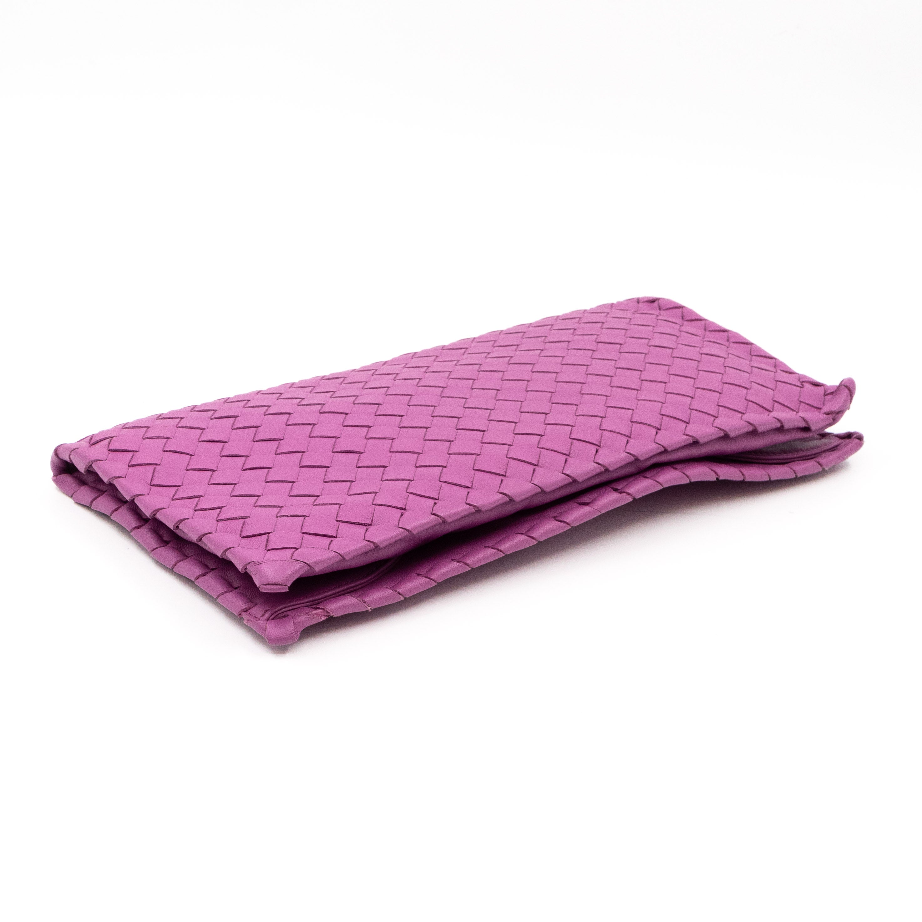 Twist Lock Clutch Intrecciato Purple Leather