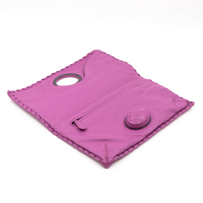 Twist Lock Clutch Intrecciato Purple Leather