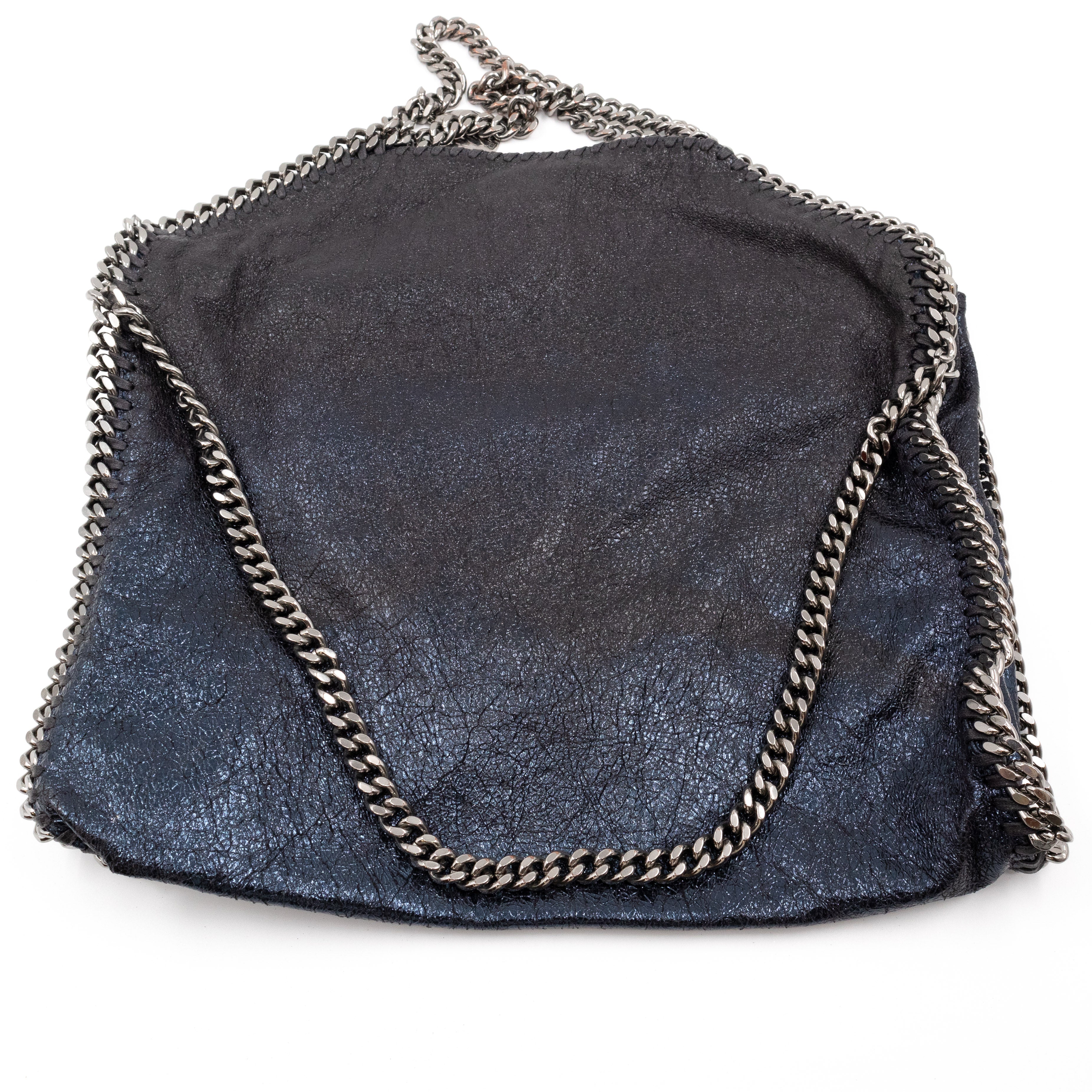 Falabella Fold Over Tote Blue Silver