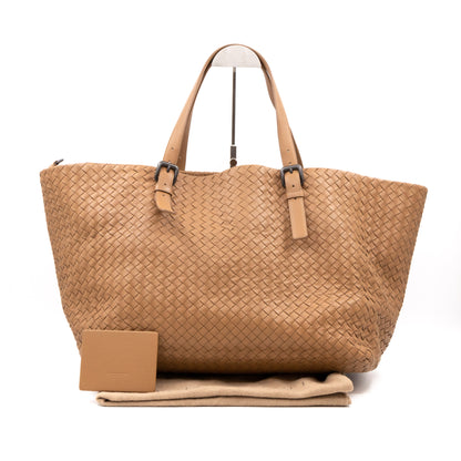 Cabat Tote Intrecciato Beige Leather