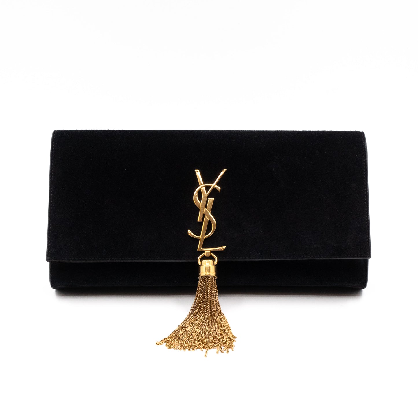 Kate Tassel Clutch Black Suede