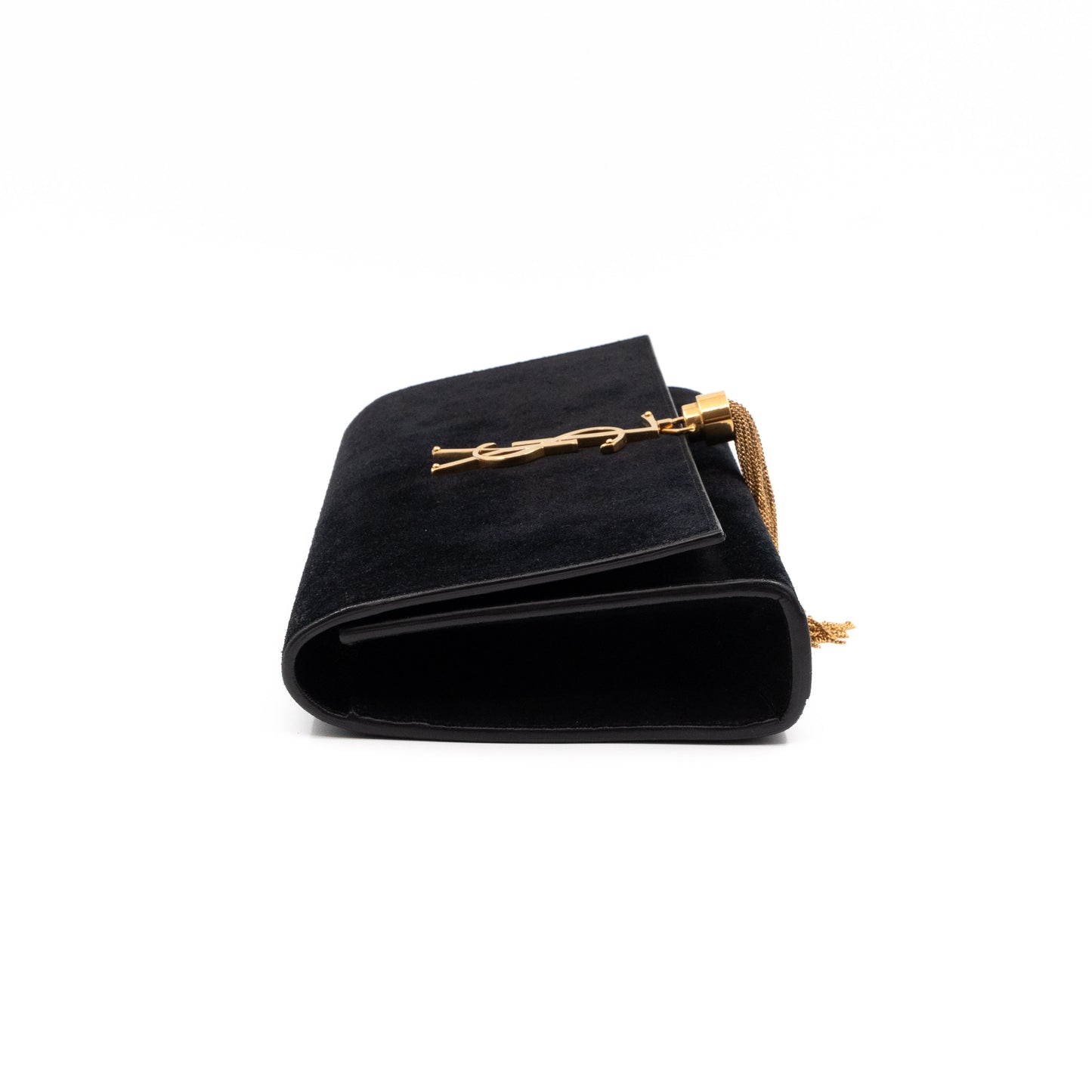 Kate Tassel Clutch Black Suede