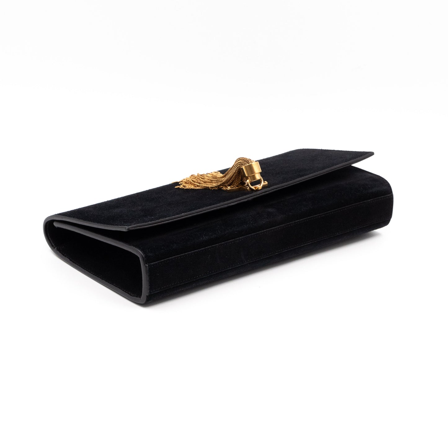 Kate Tassel Clutch Black Suede