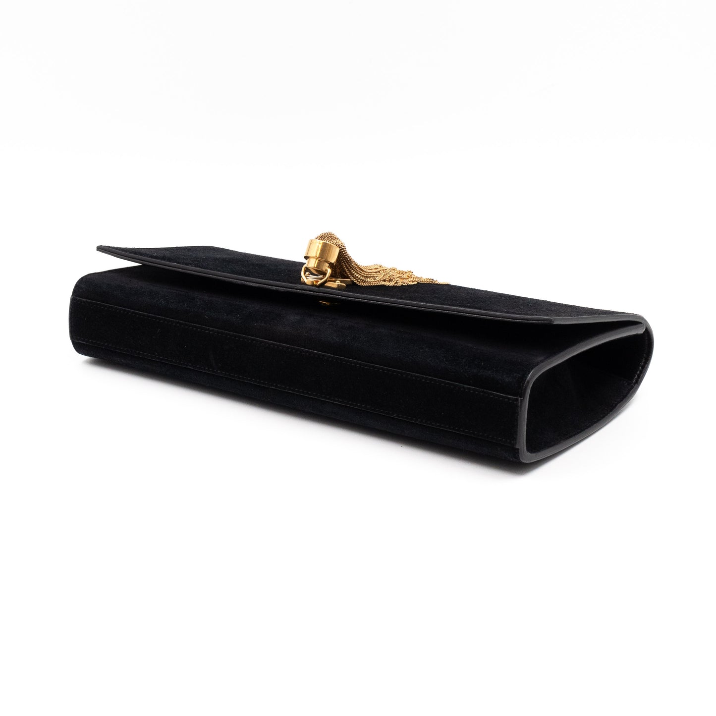 Kate Tassel Clutch Black Suede