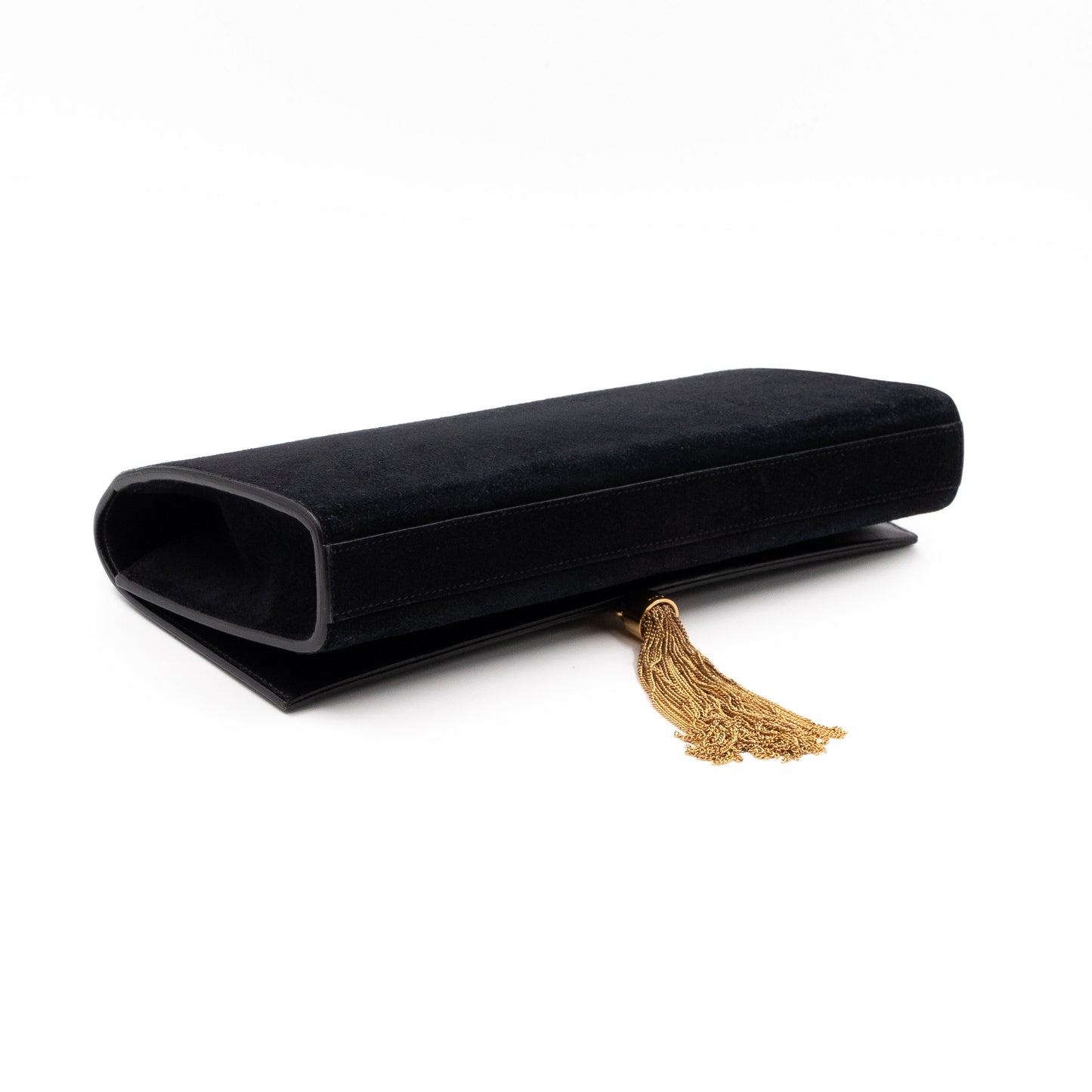 Kate Tassel Clutch Black Suede