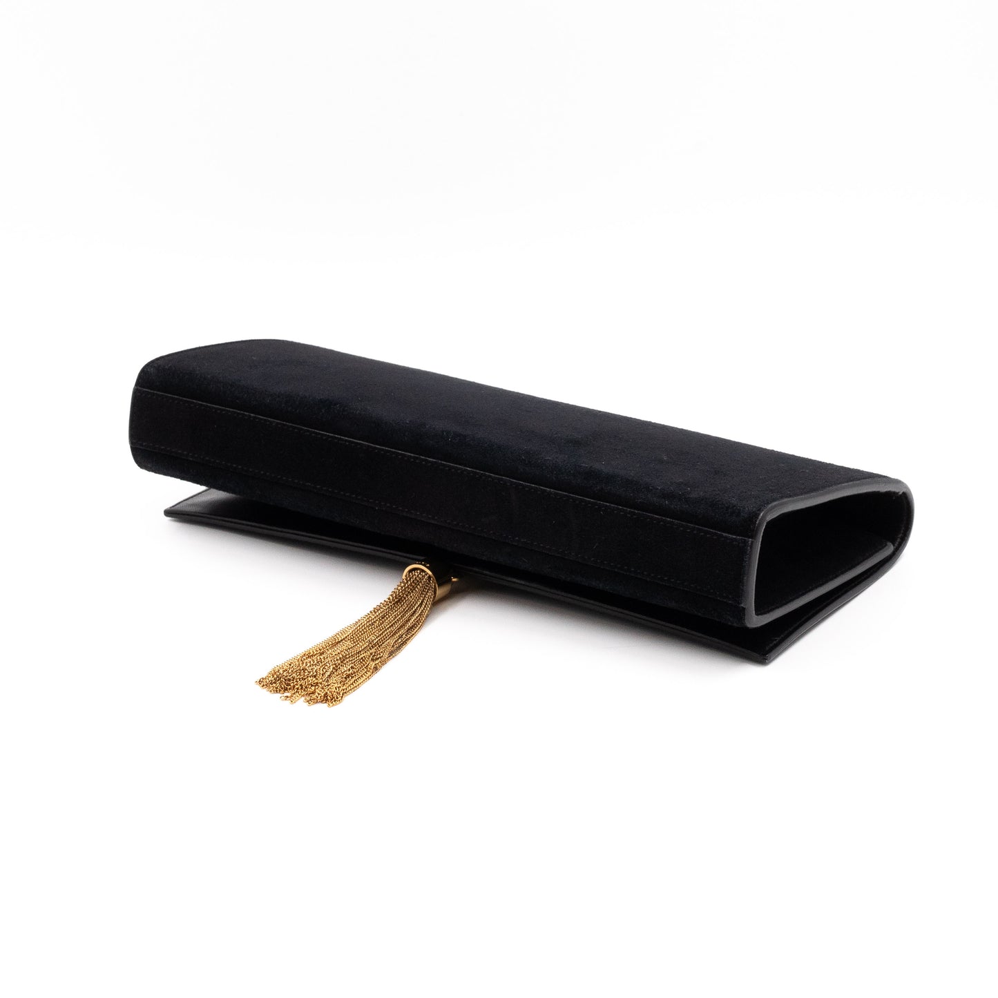 Kate Tassel Clutch Black Suede