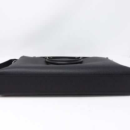 Anton Soft Briefcase Black Taiga Leather