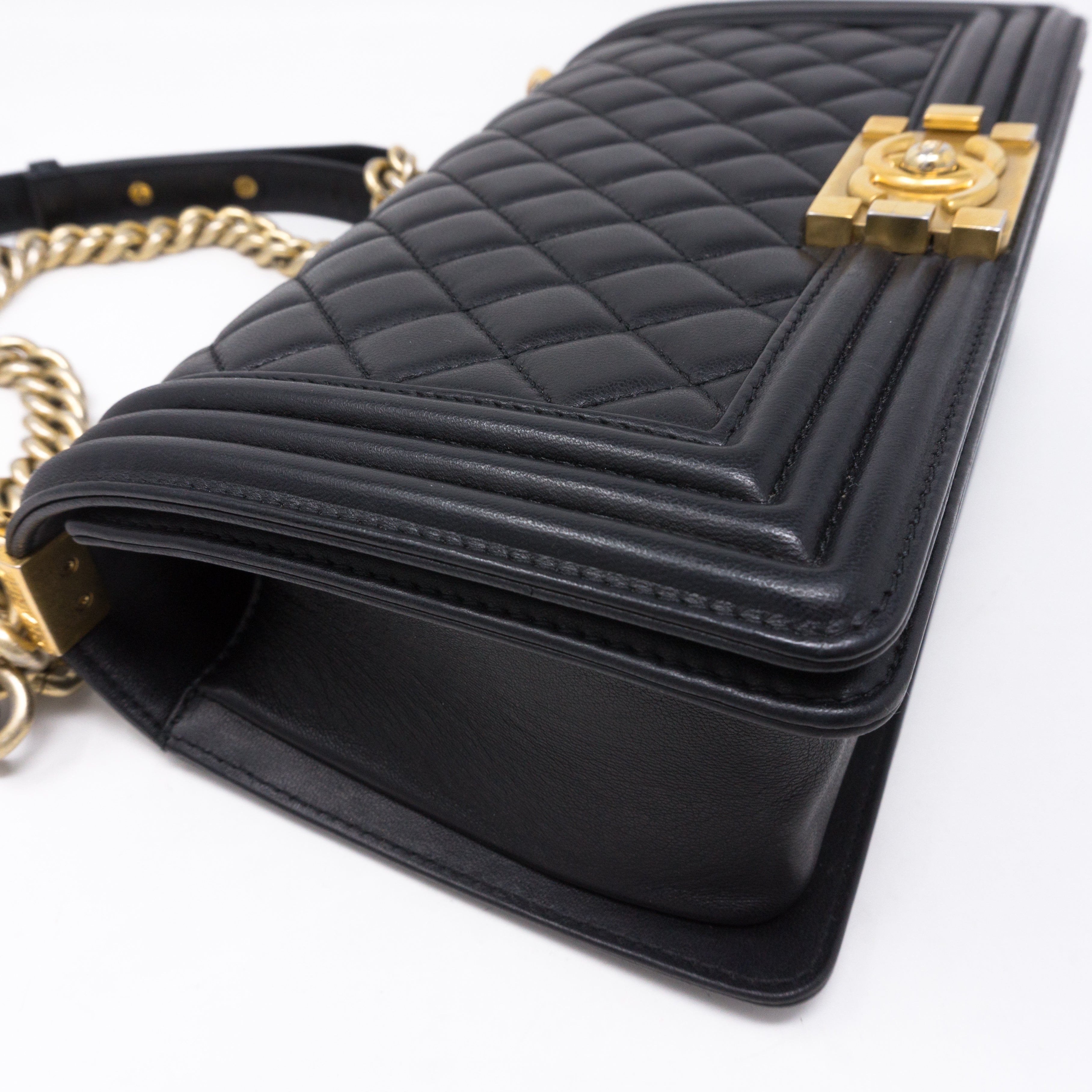 Boy Medium Black Lambskin Gold