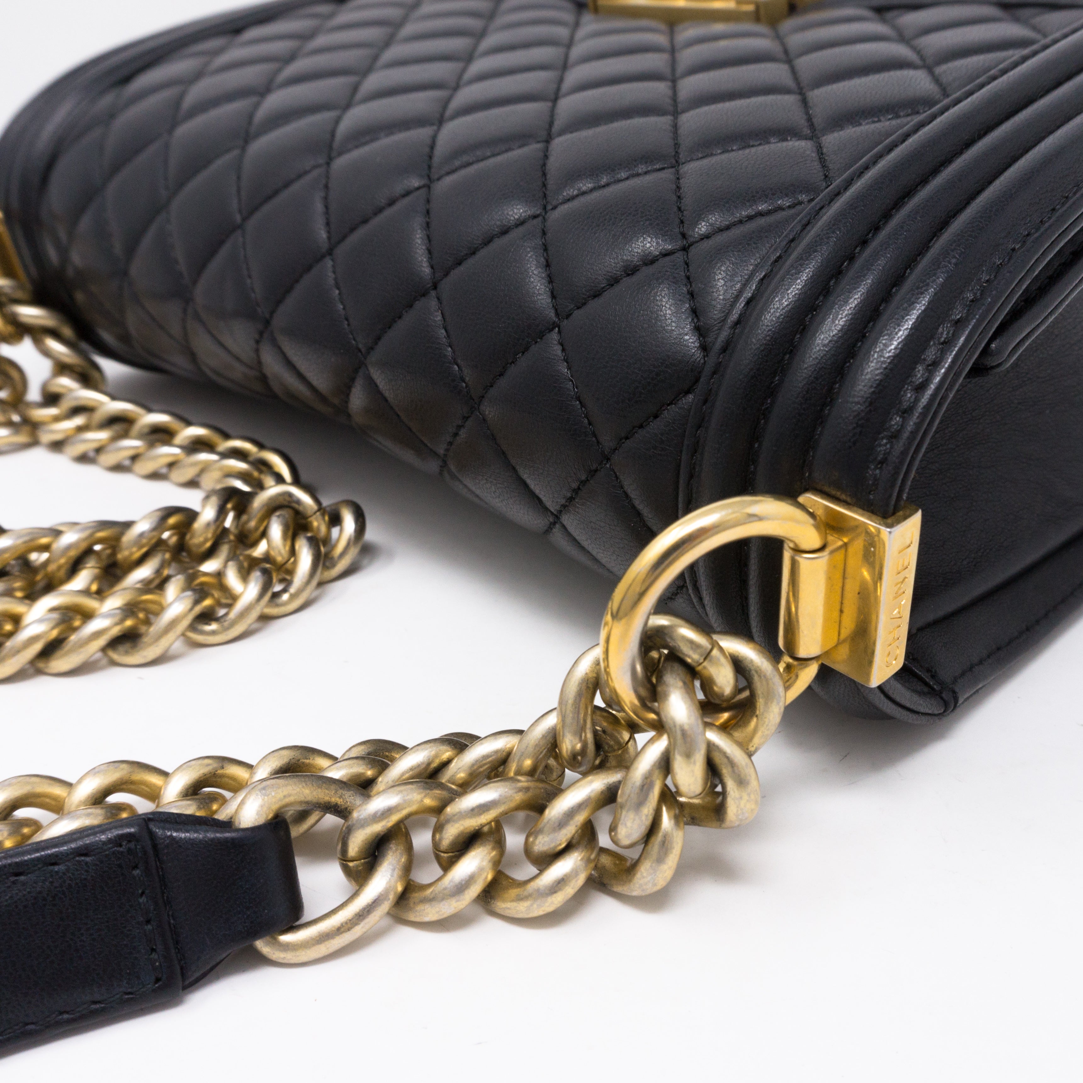 Boy Medium Black Lambskin Gold