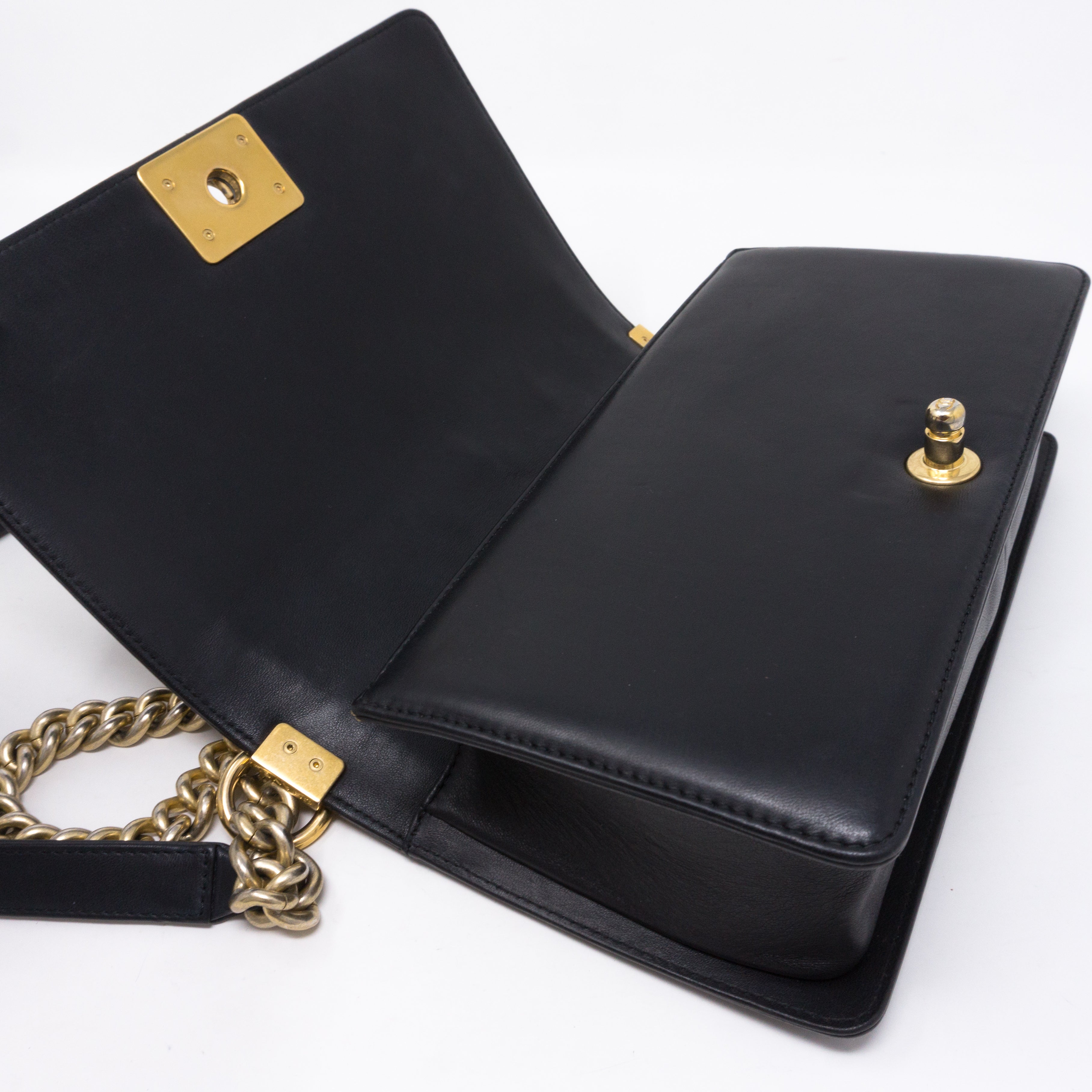 Boy Medium Black Lambskin Gold