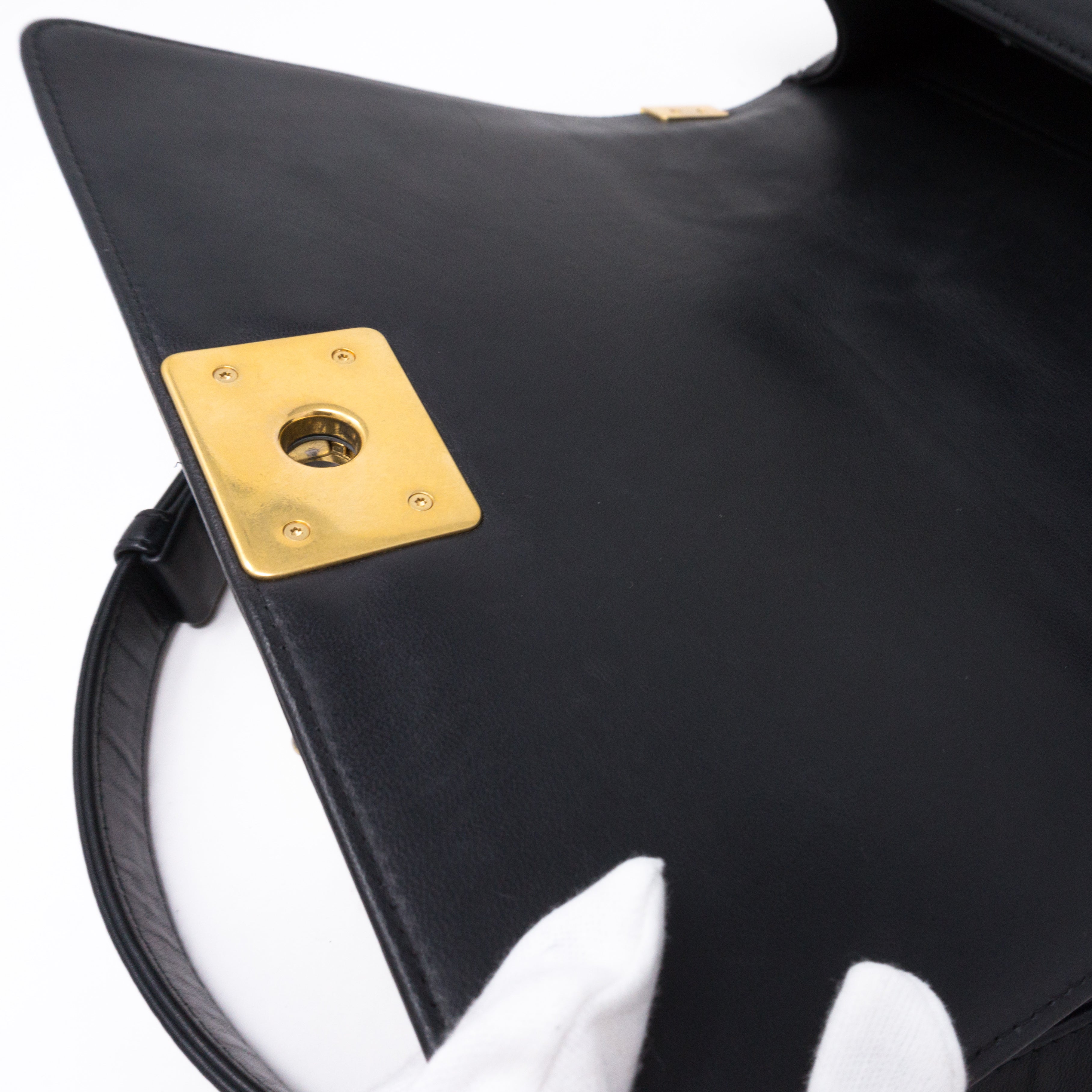 Boy Medium Black Lambskin Gold