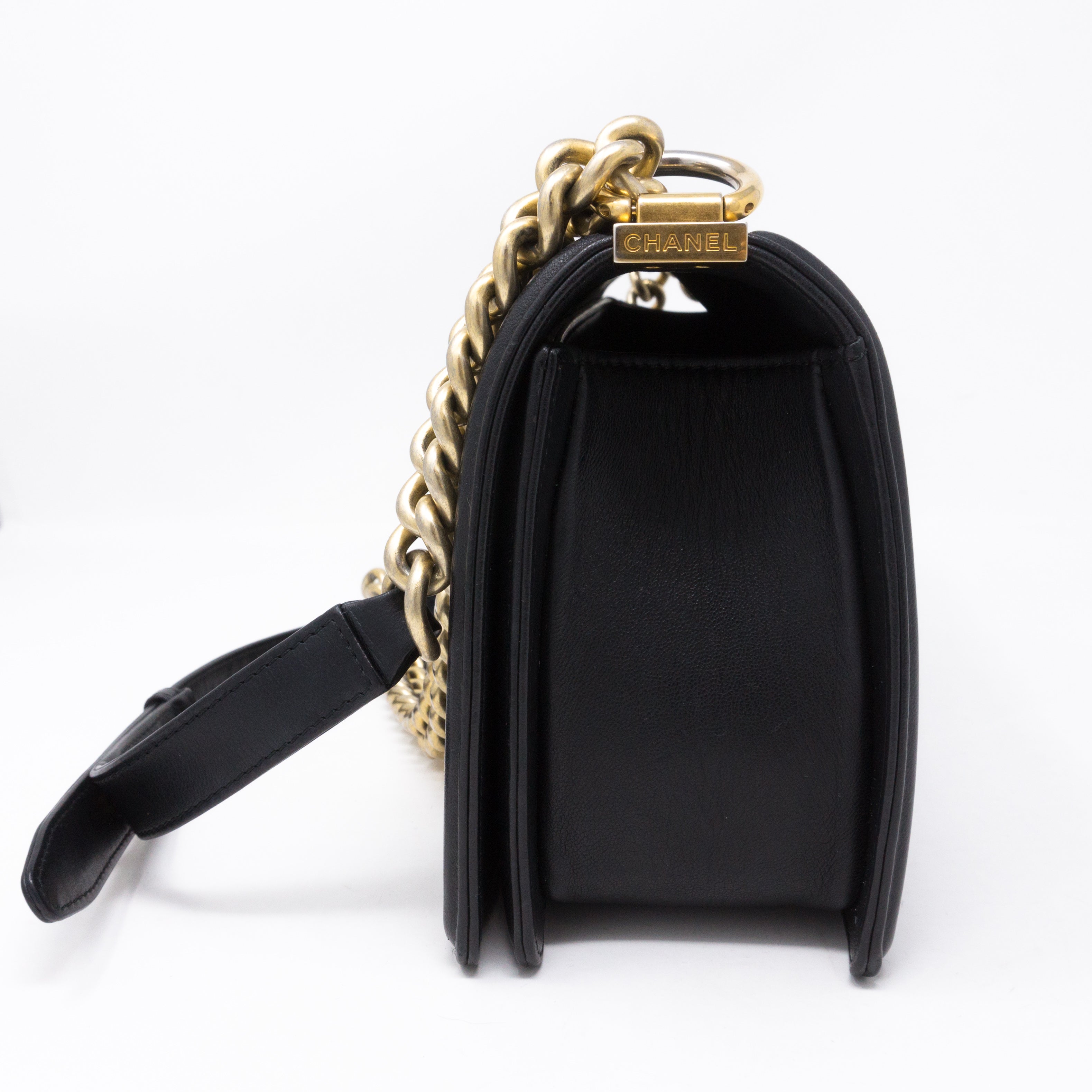 Boy Medium Black Lambskin Gold