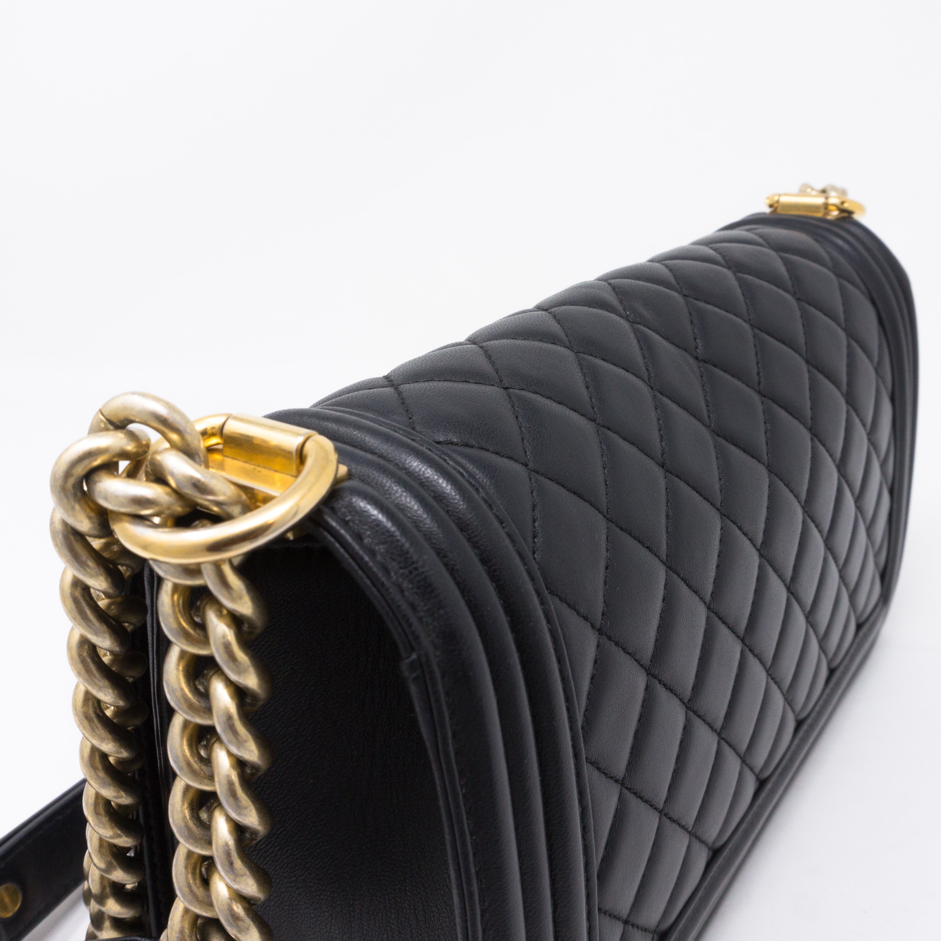 Boy Medium Black Lambskin Gold
