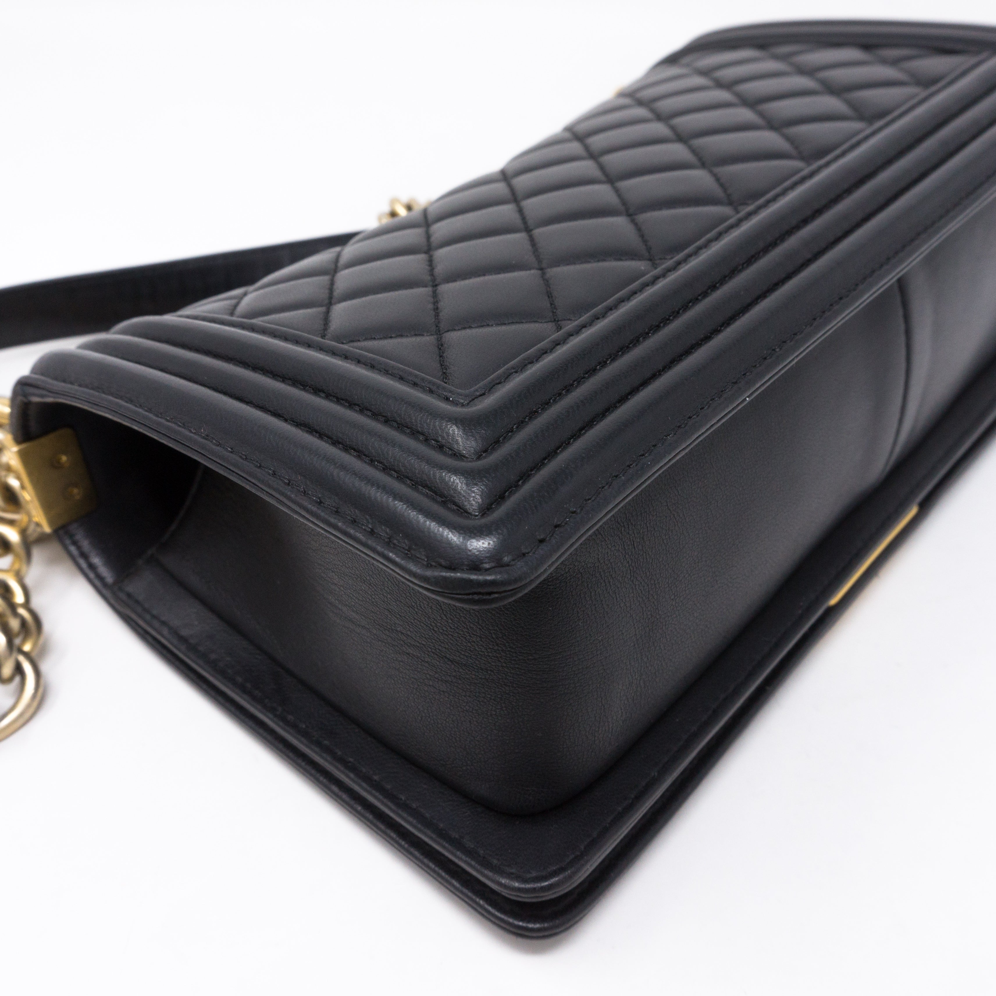 Boy Medium Black Lambskin Gold