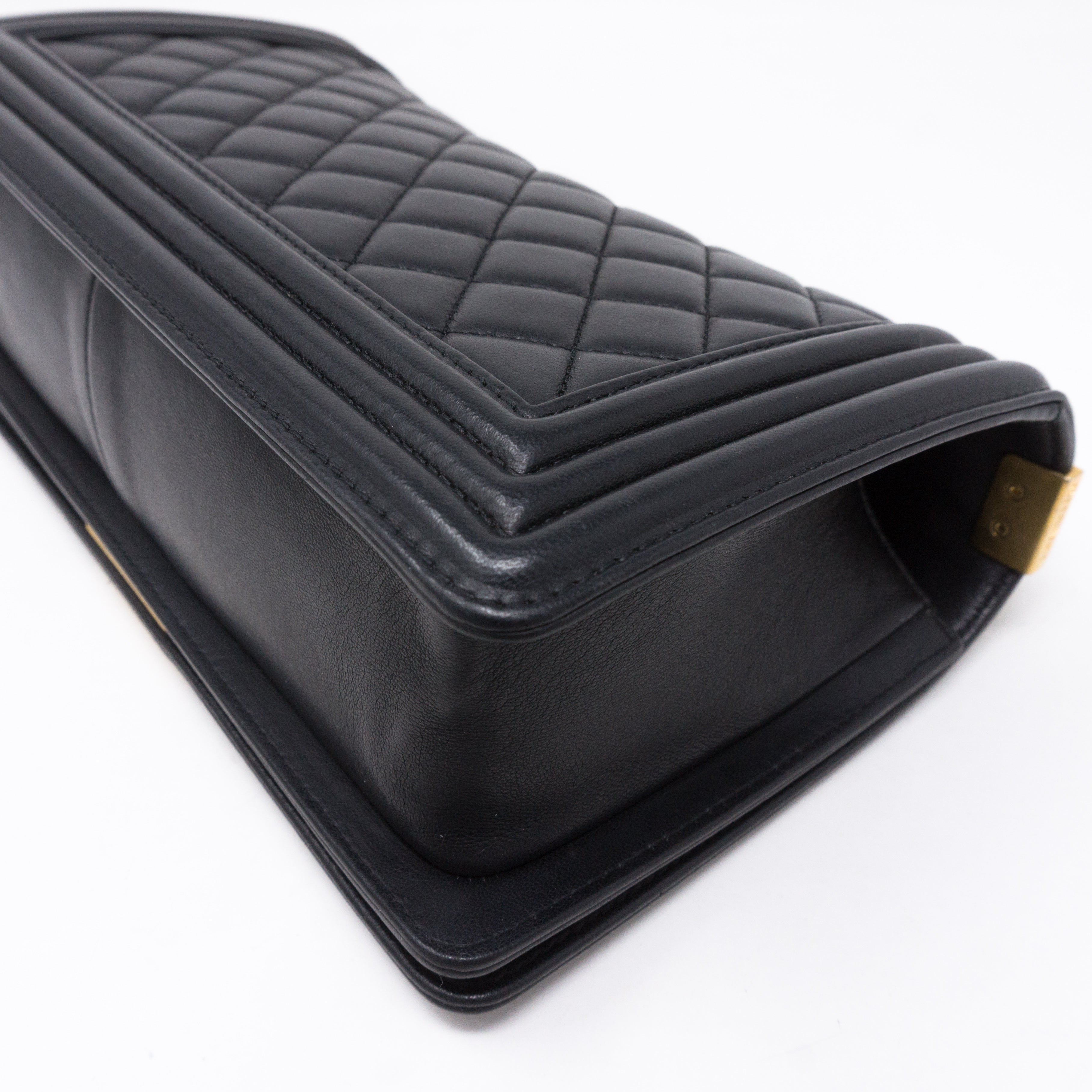 Boy Medium Black Lambskin Gold