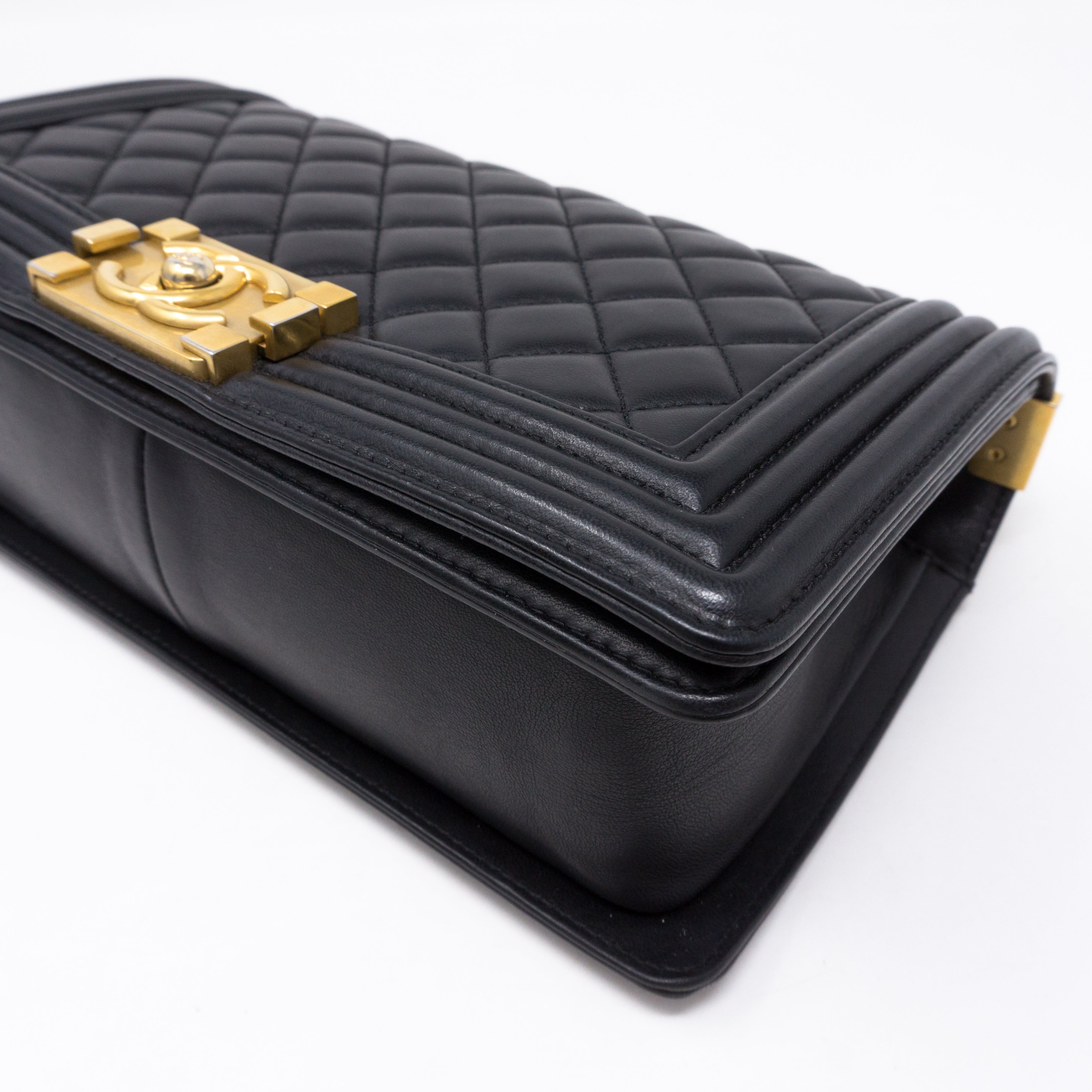 Boy Medium Black Lambskin Gold