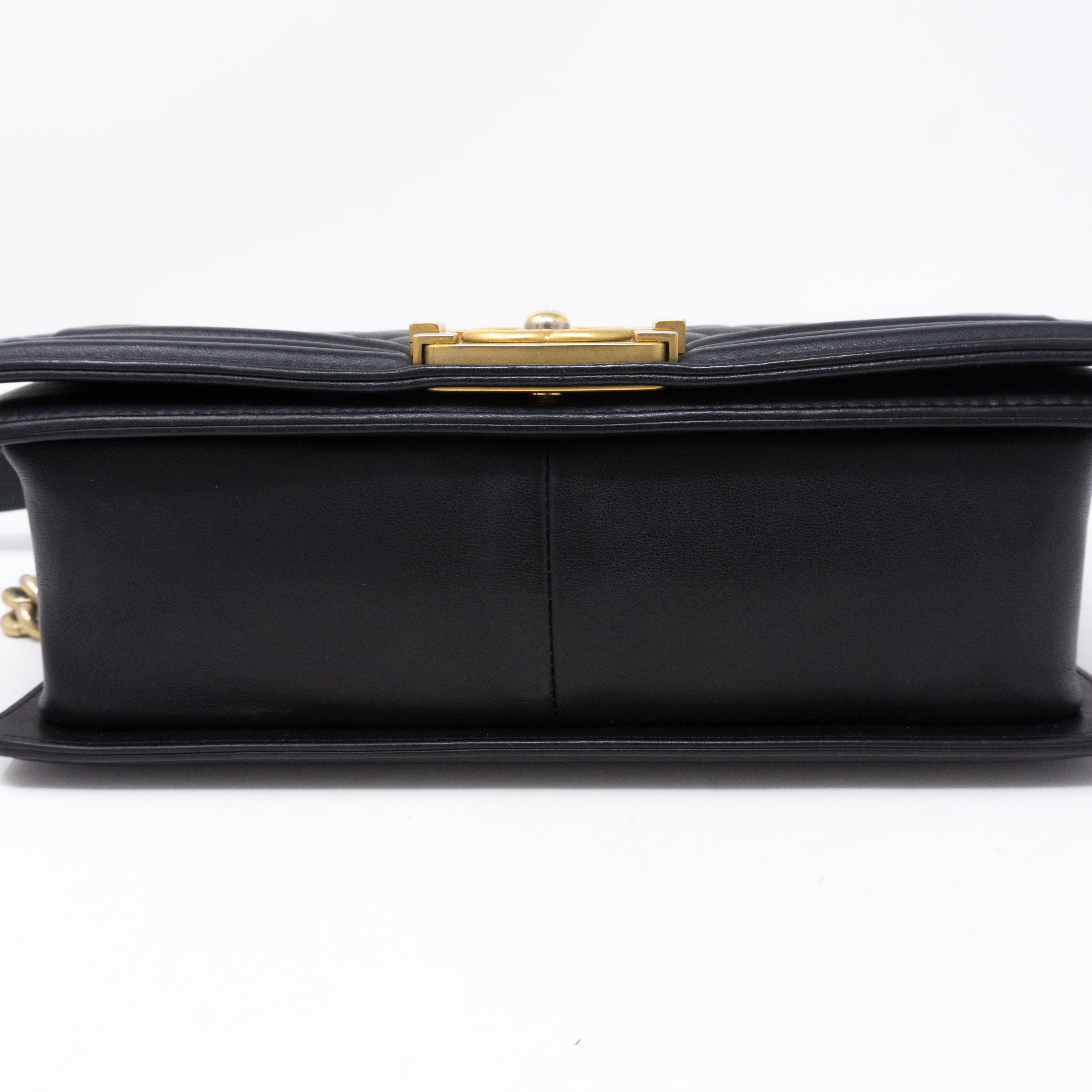 Boy Medium Black Lambskin Gold