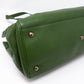 Bamboo Handle Tote Green Leather