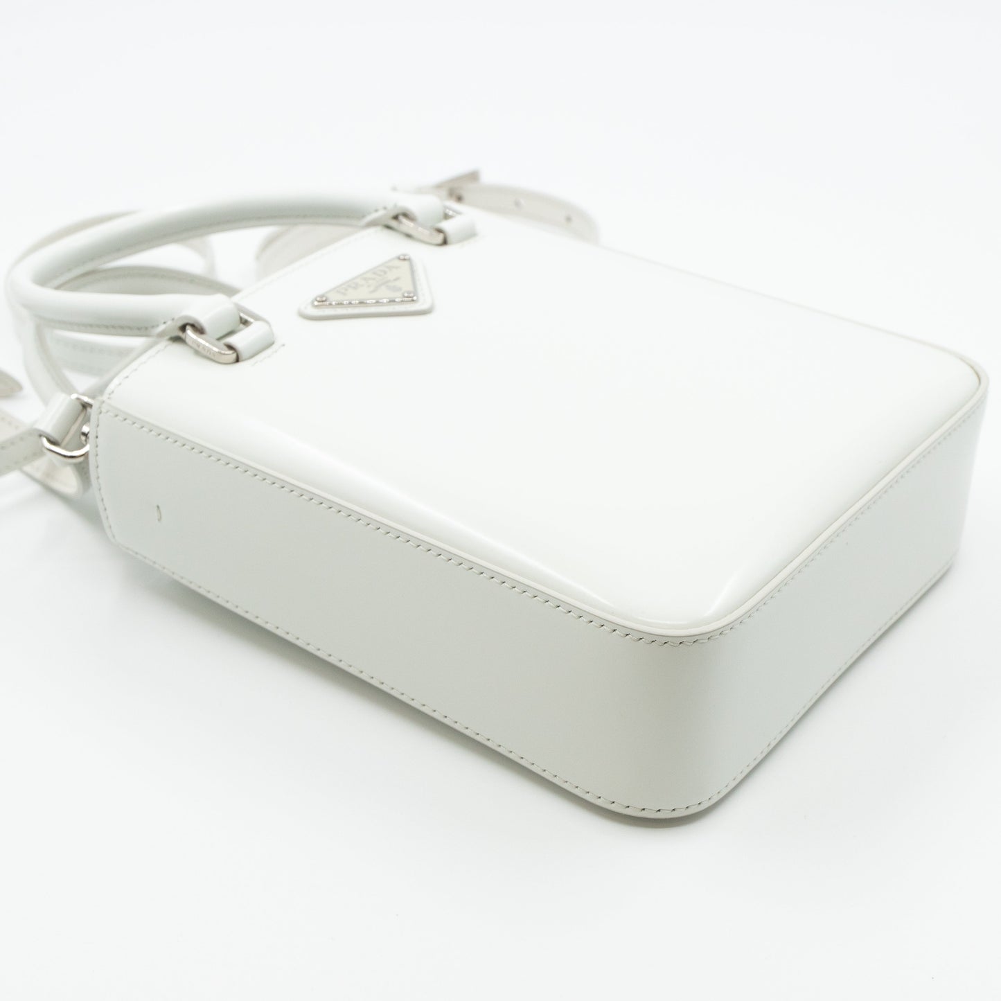 Small Crossbody Tote White Brushed Leather