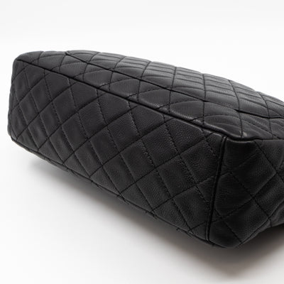 Single Flap Bag Black Caviar Silver