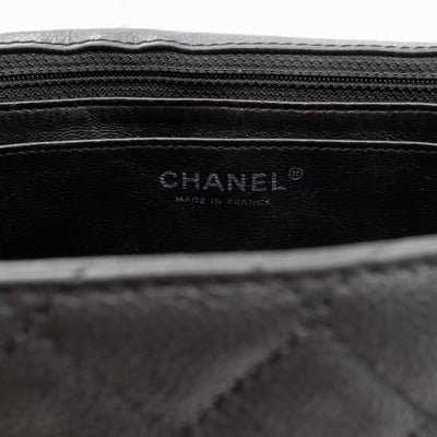 Single Flap Bag Black Caviar Silver