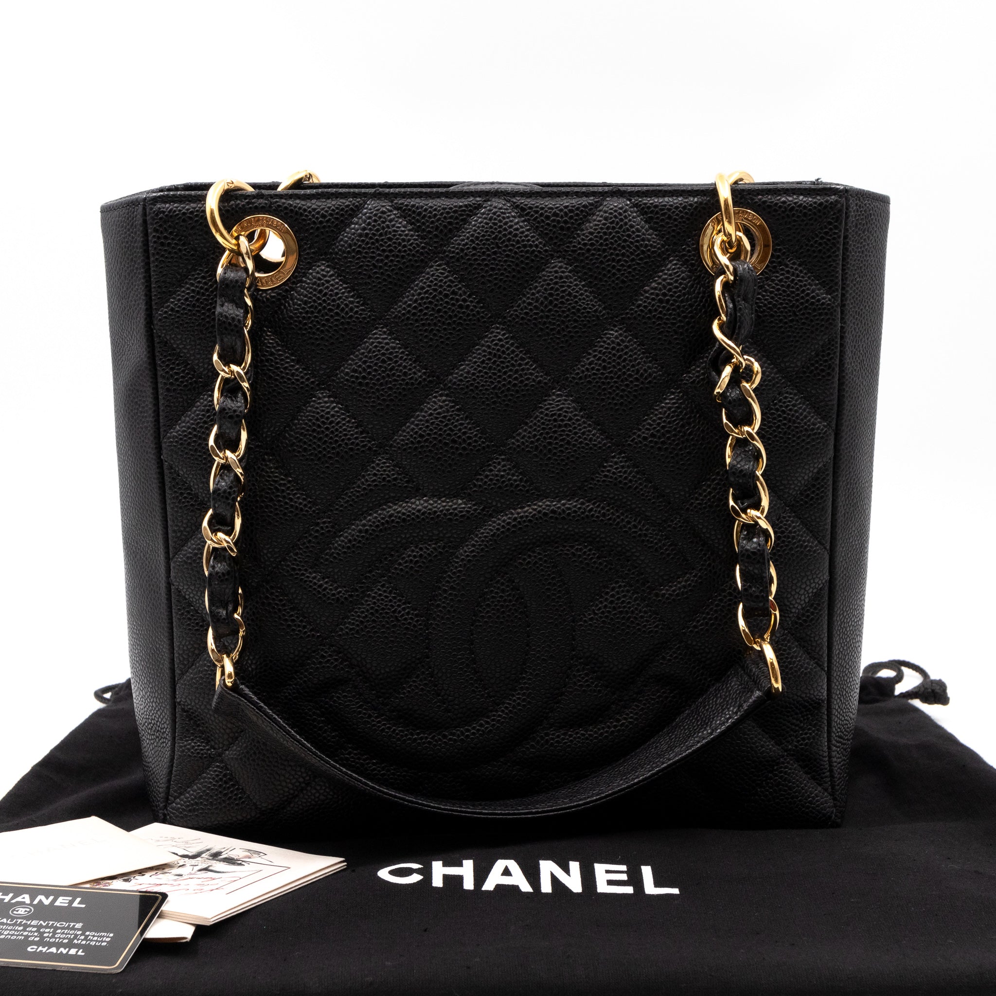Chanel – Chanel PST Petite Shopping Tote Black Caviar Gold – Queen Station